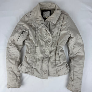 Beige zip up biker jacket (S)