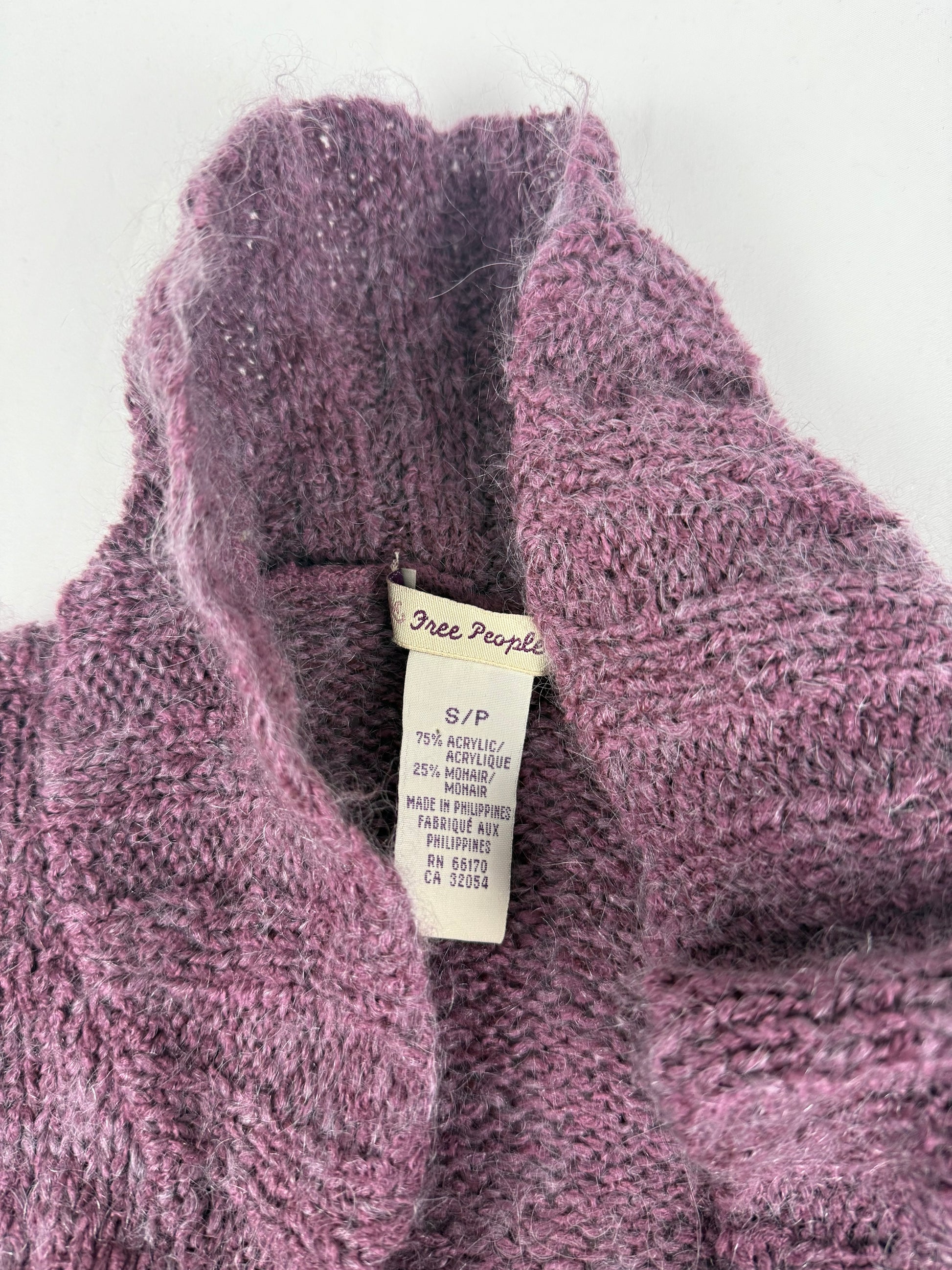 Purple mohair cardigan jumper (S/M)