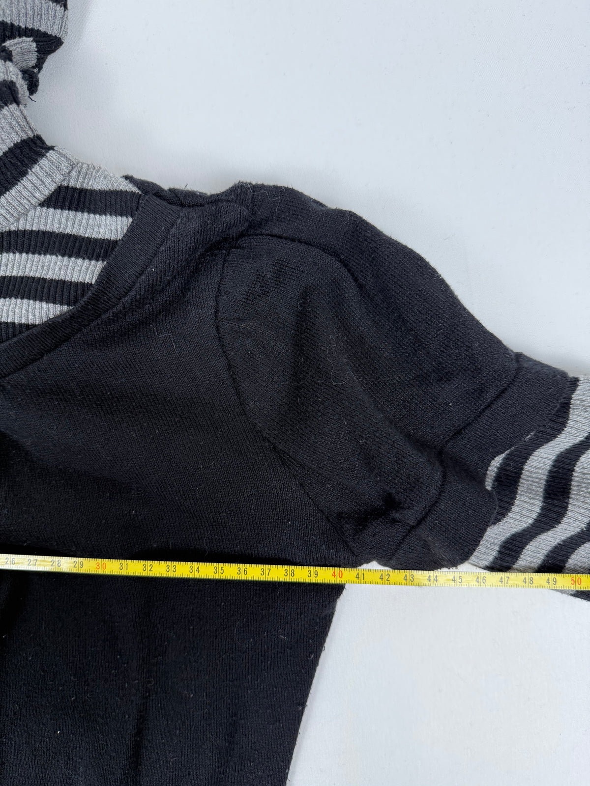 Black striped turtleneck 2 in 1 short sleeves jumper (S)