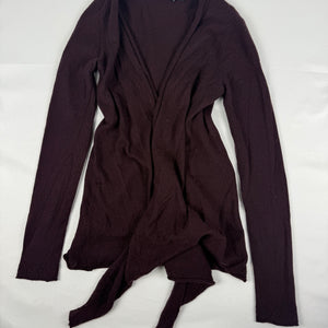 Brown 100% wool & cashmere tight fit wrap cardigan jumper (S/M)