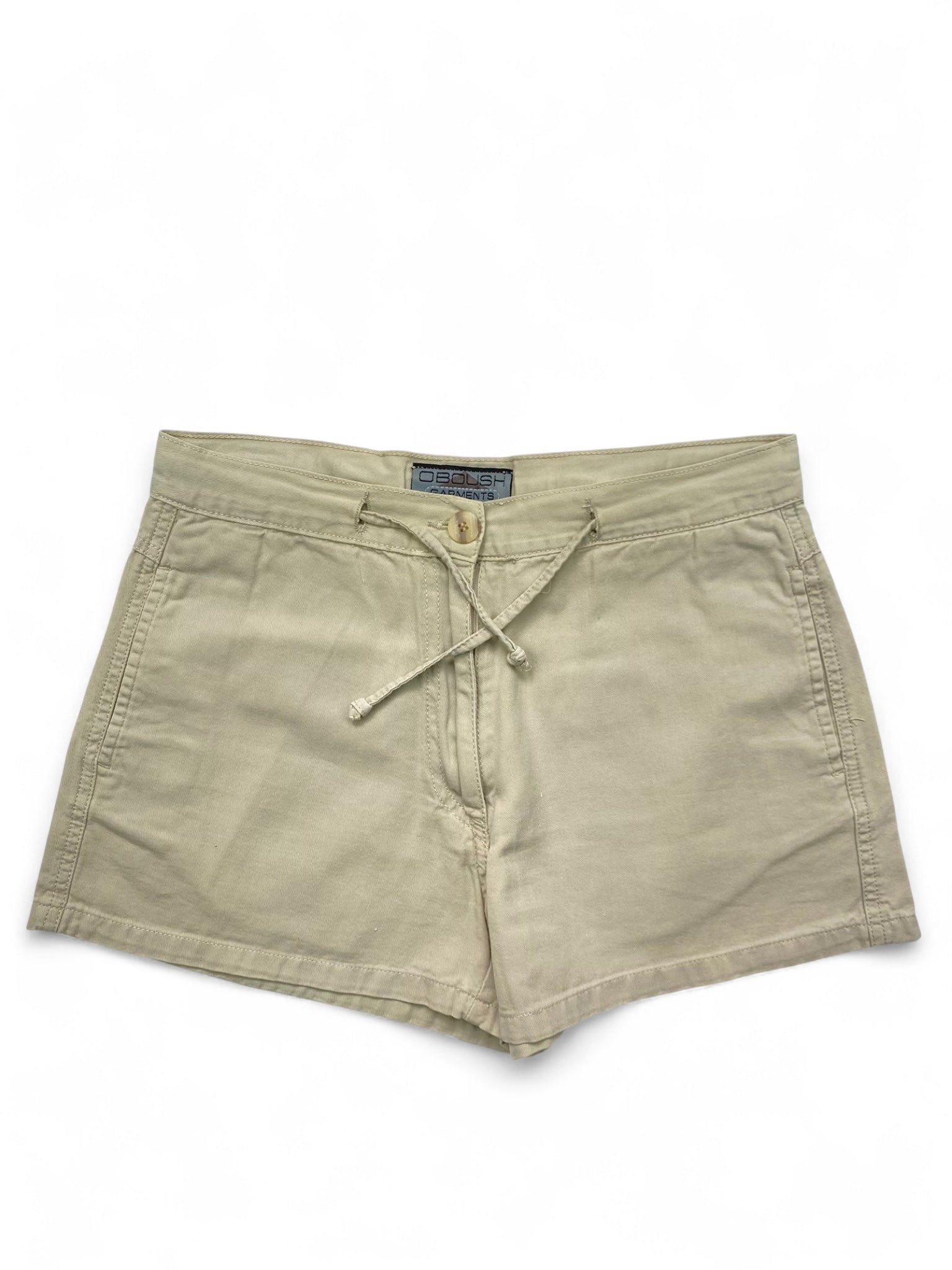 Beige 100% cotton mid rise mini short (S)