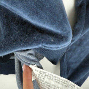 Navy blue velvet zip up hoodie jacket (L)