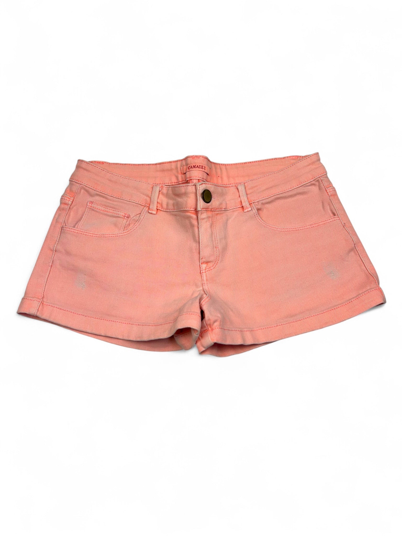Orange denim low rise mini short (S)