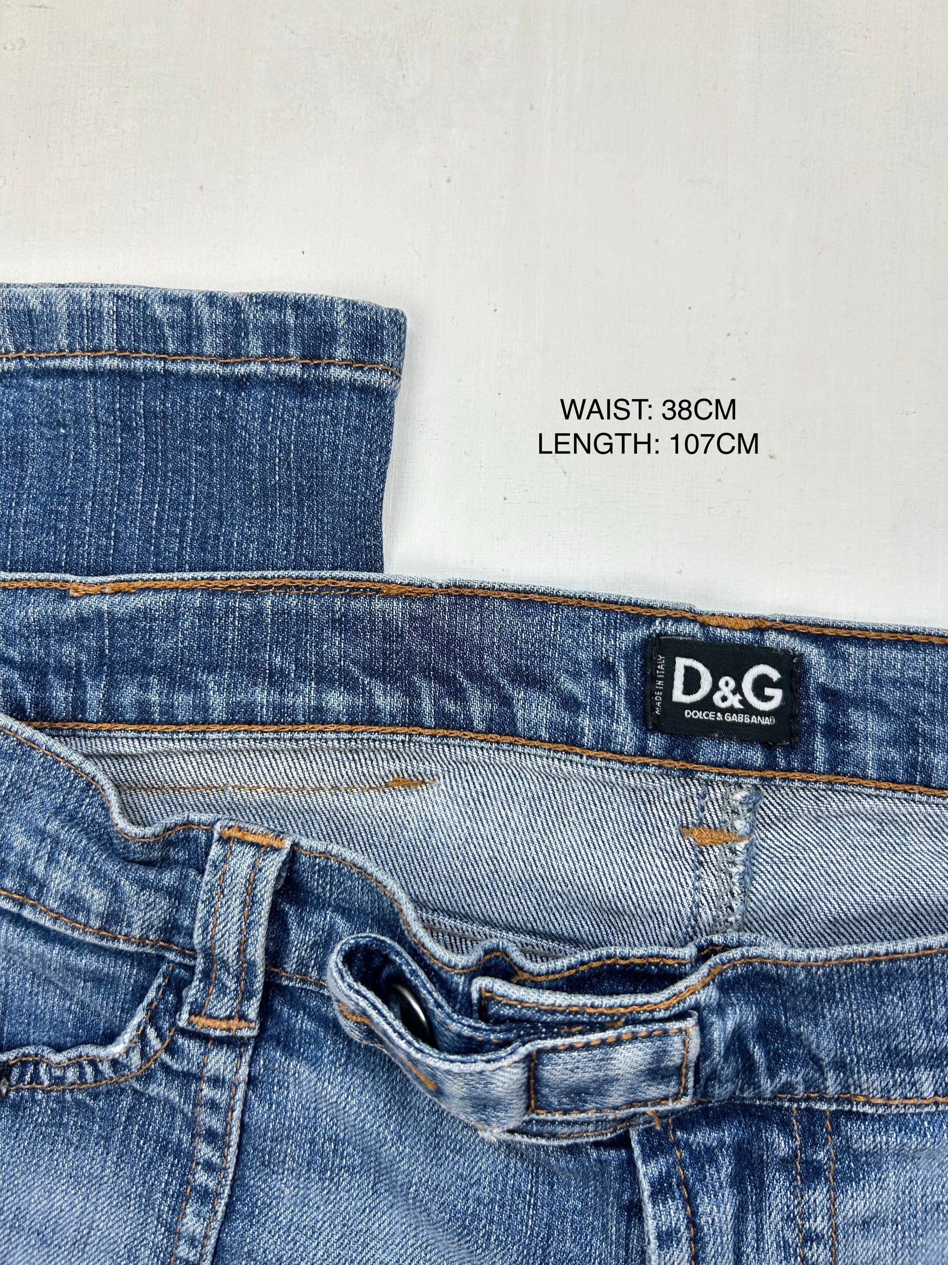 Blue denim low rise flare pants (S/M)