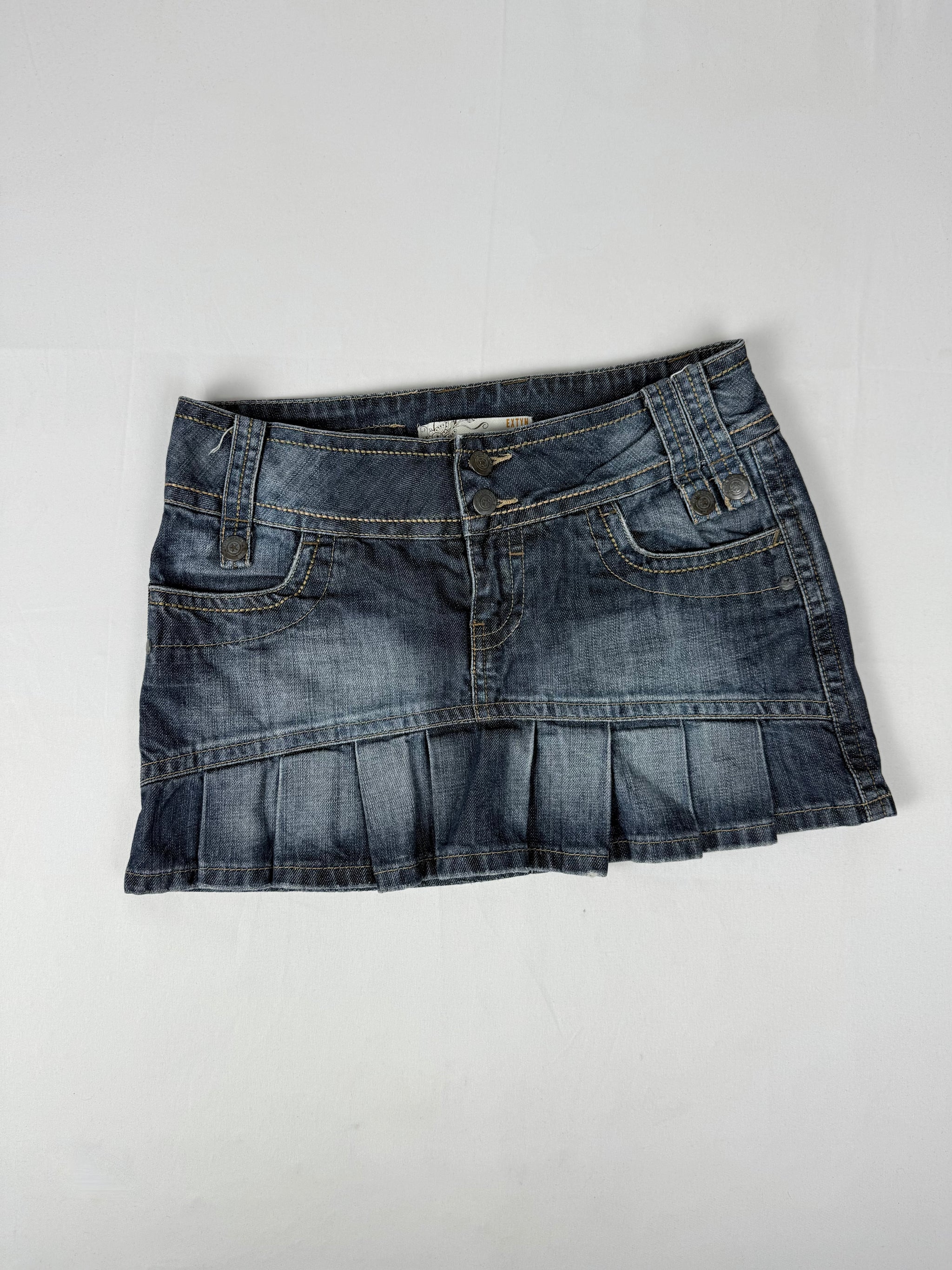 Blue denim low rise mini skirt (S/M)