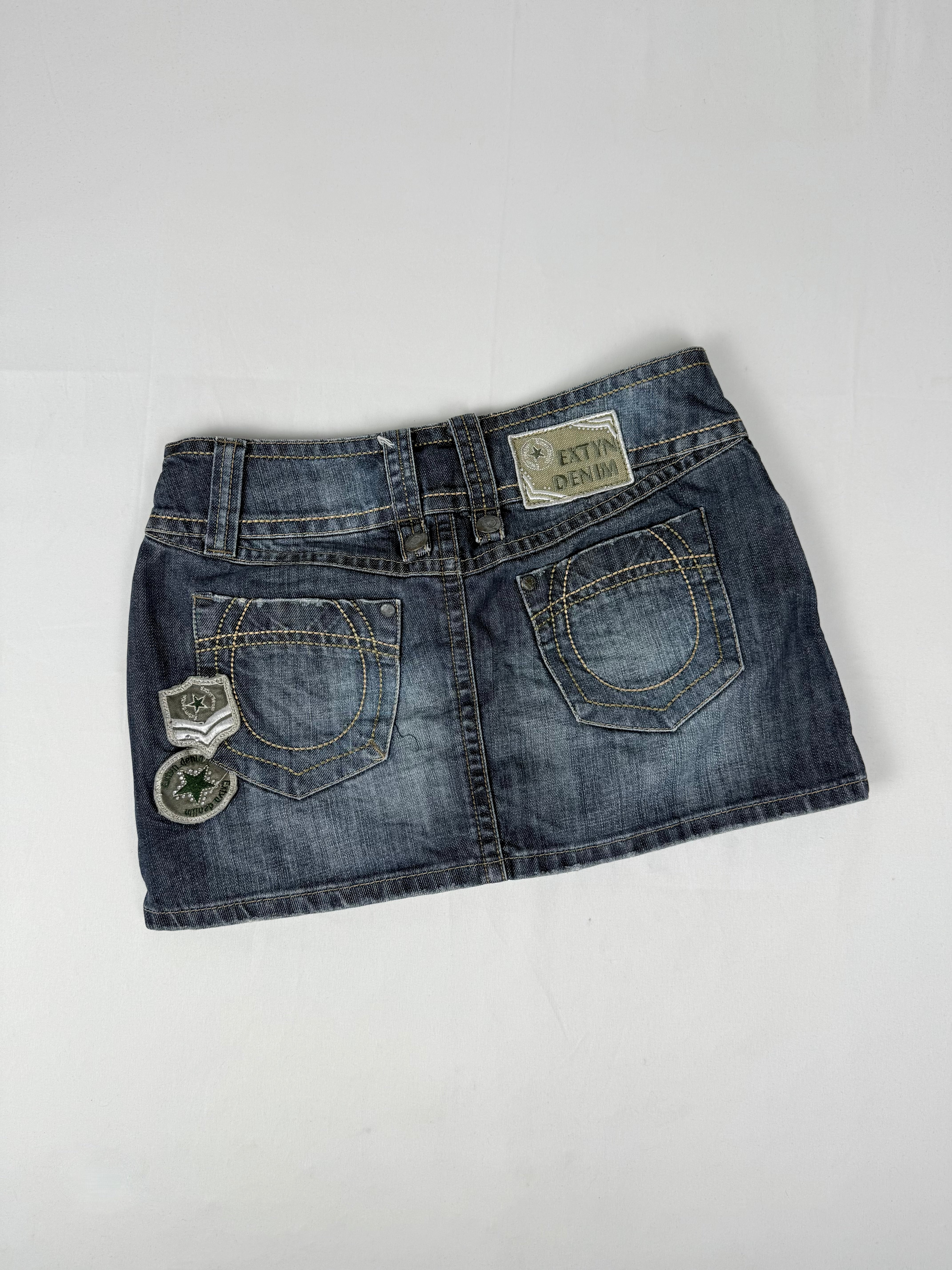 Blue denim low rise mini skirt (S/M)