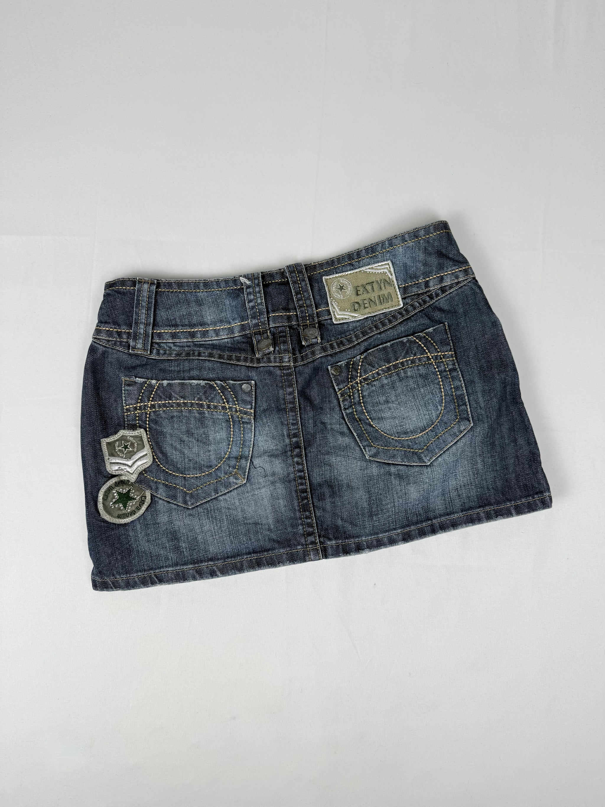 Blue denim low rise mini skirt (S/M)