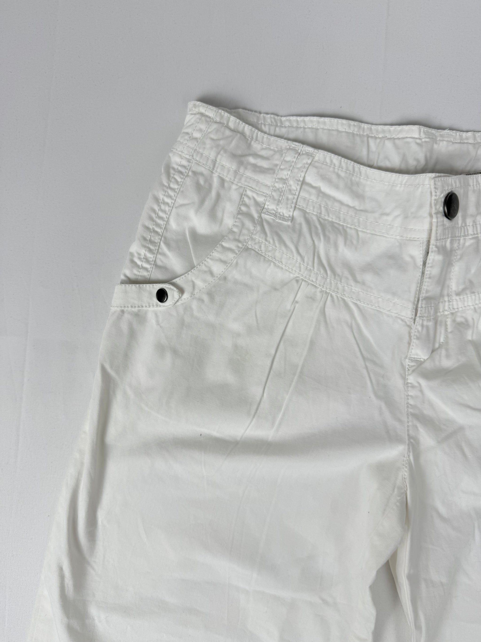 White 100% cotton low rise capri pants (XS)