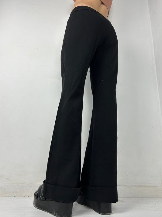 Black office low waist flare pants (S)