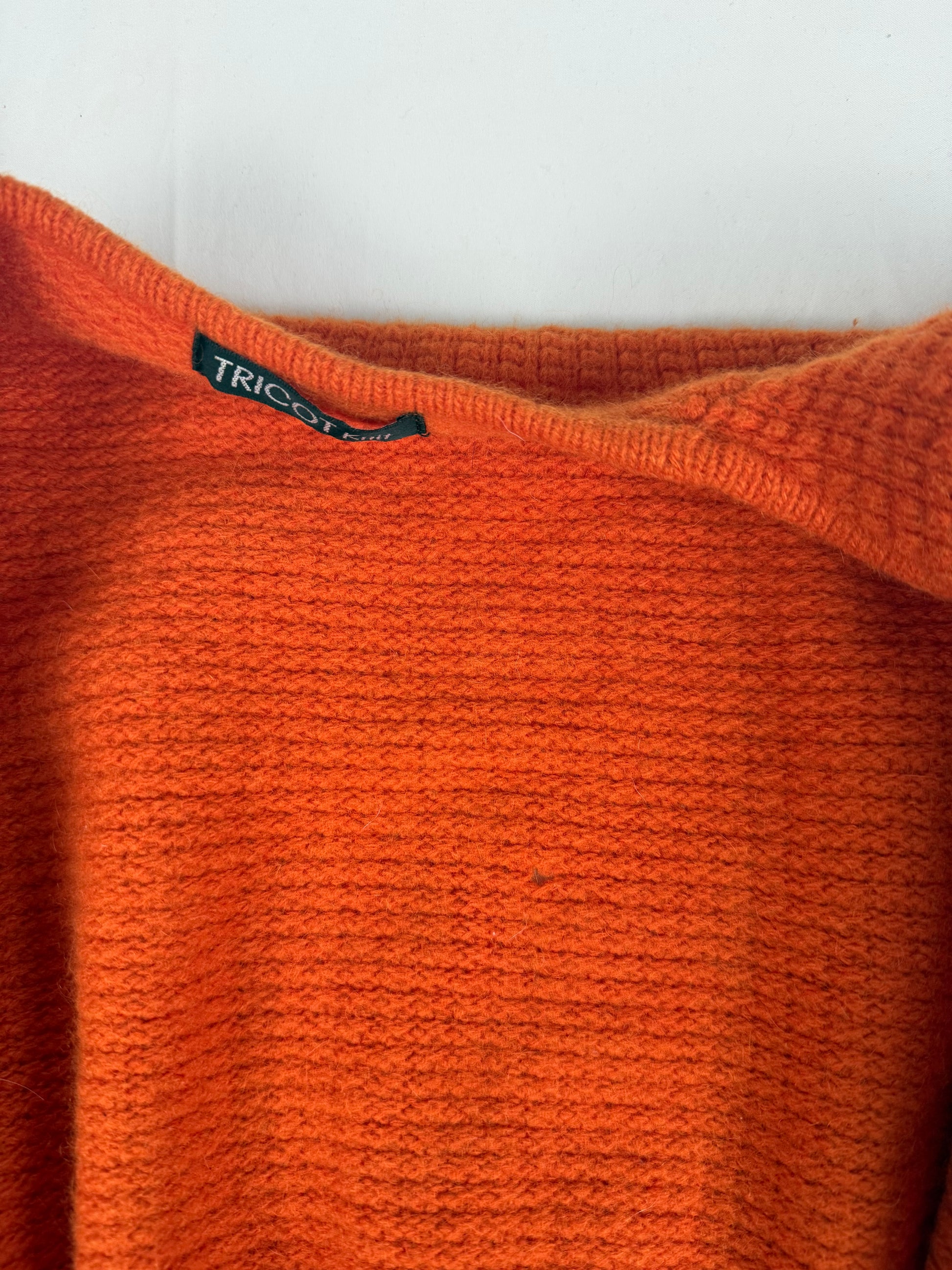 Orange knitted tie up cardigan jumper (S)