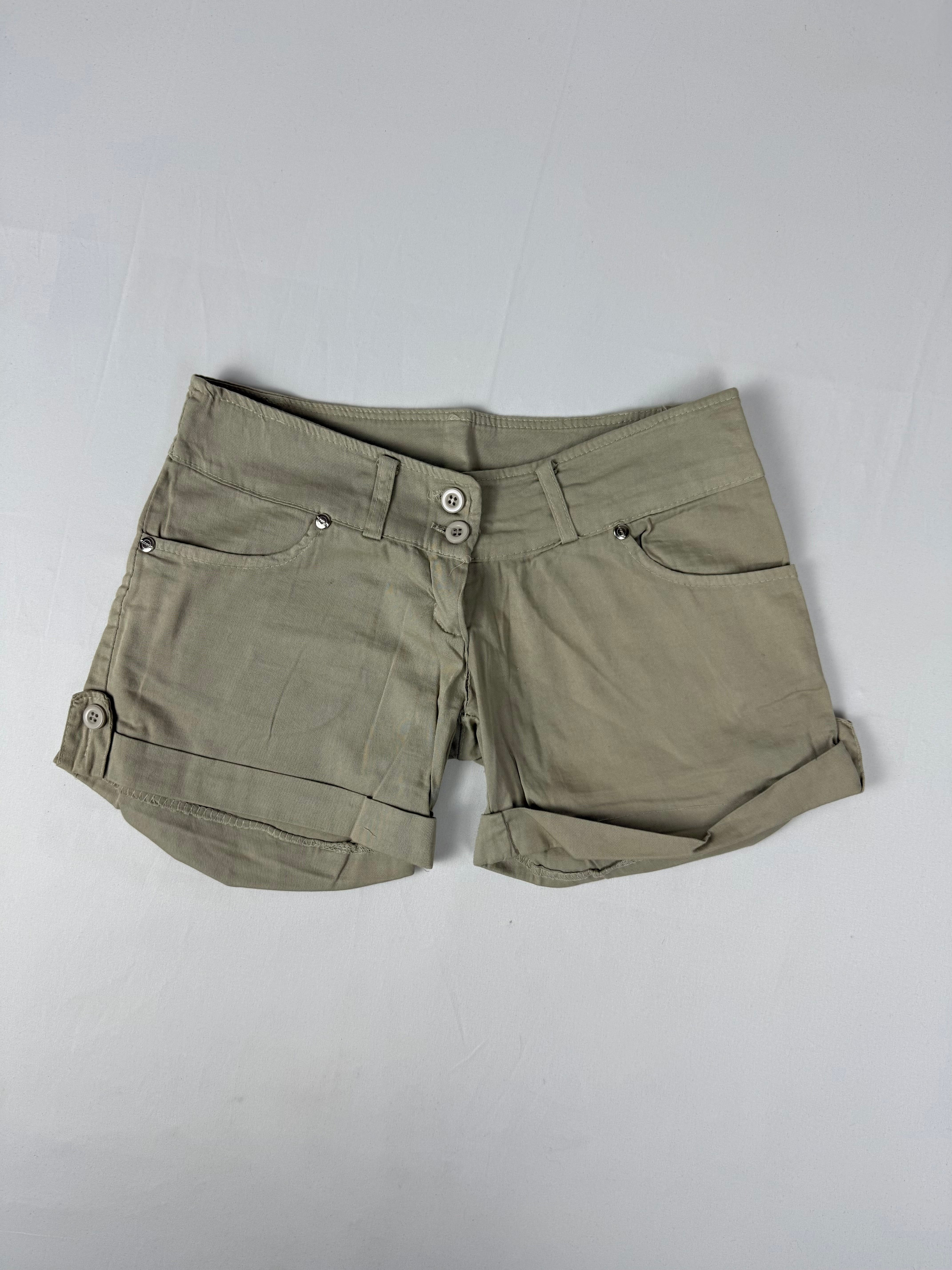 Beige 100% cotton low rise mini short (S)