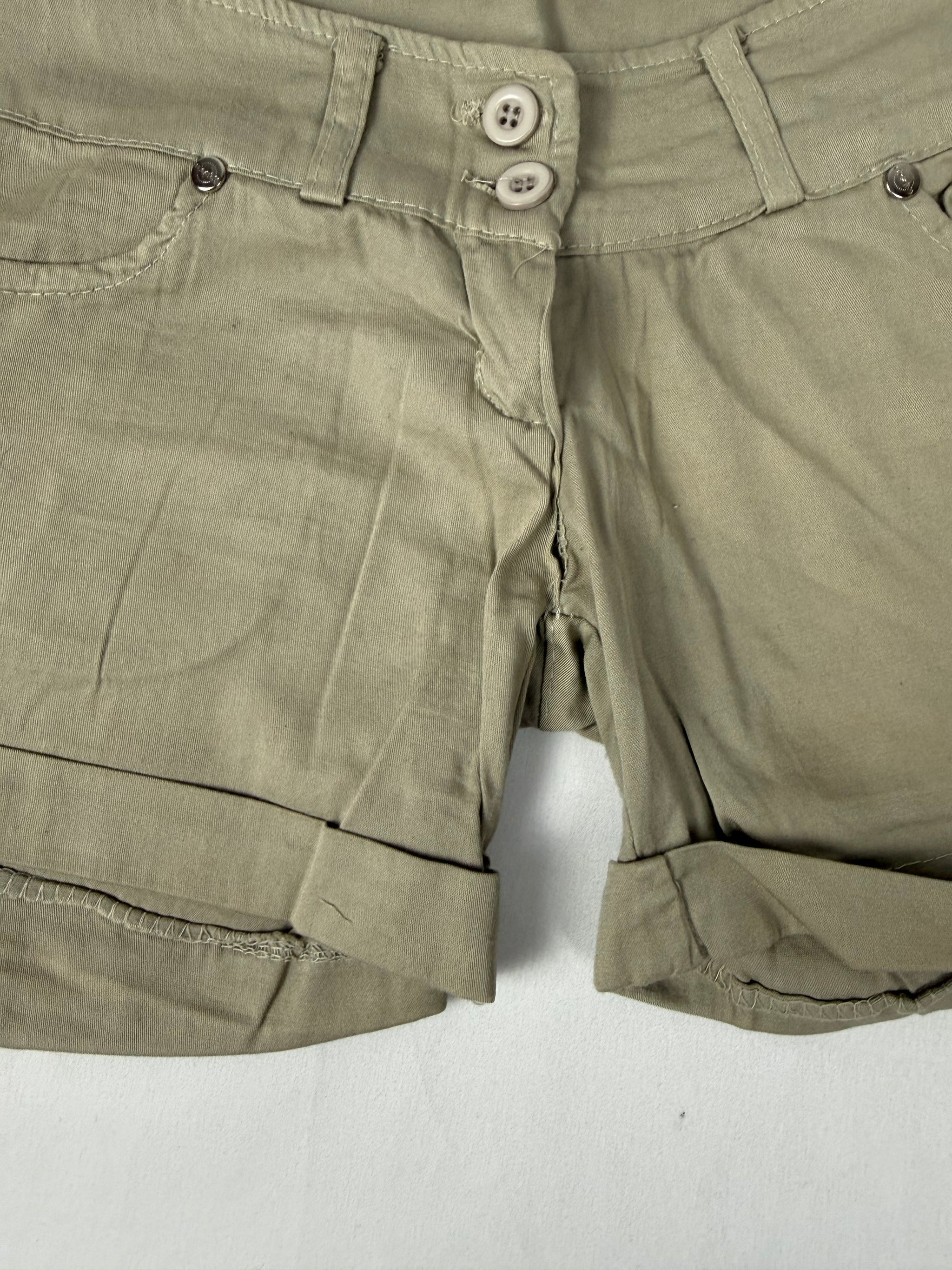 Beige 100% cotton low rise mini short (S)