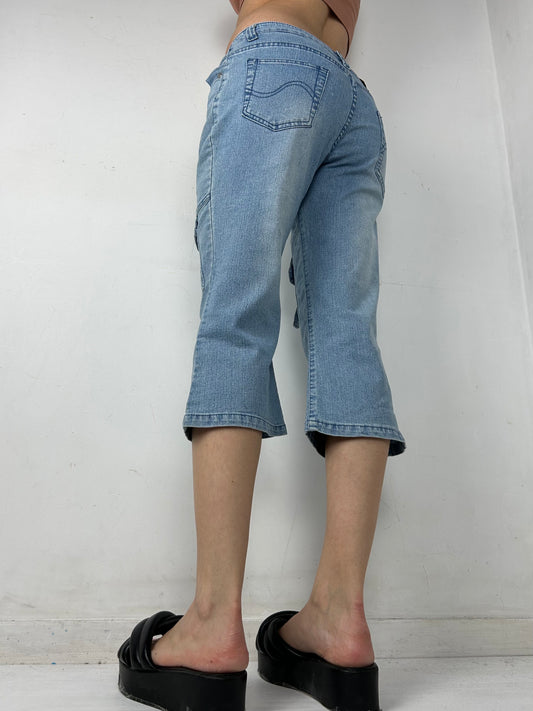 Blue denim low waist capri pants (S/M)