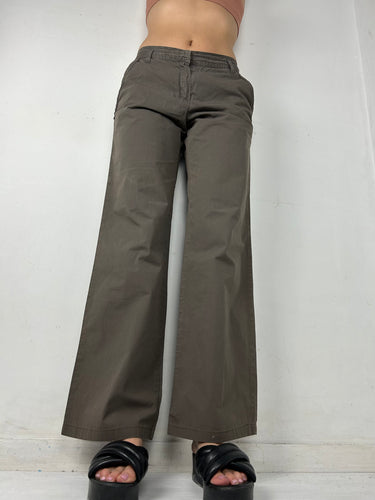 Brown low waist baggy pants (M)