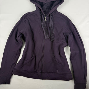 Purple inside fleece zip up hoodie jacket (S/M)
