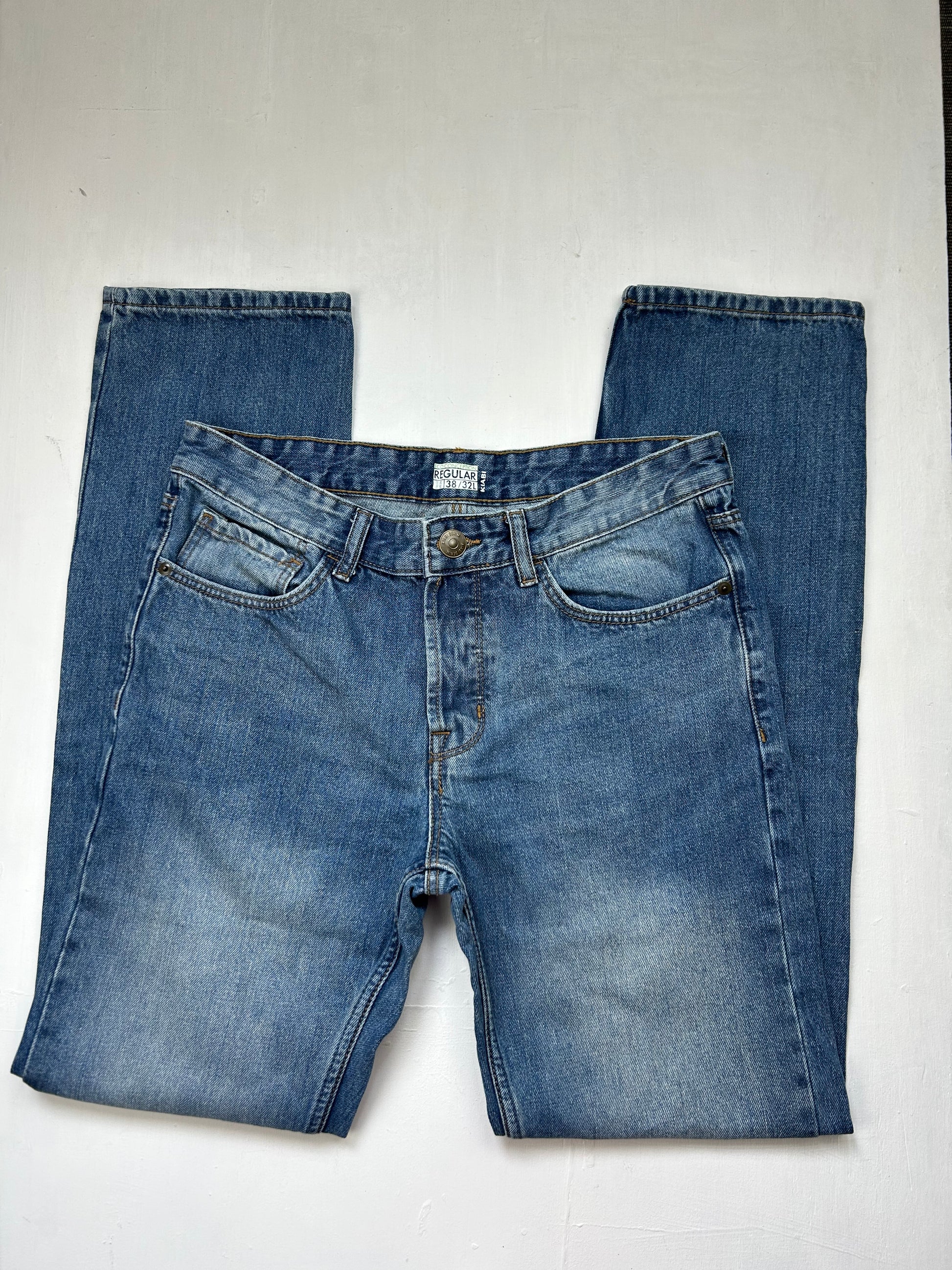 Blue denim low waist baggy pants (M)
