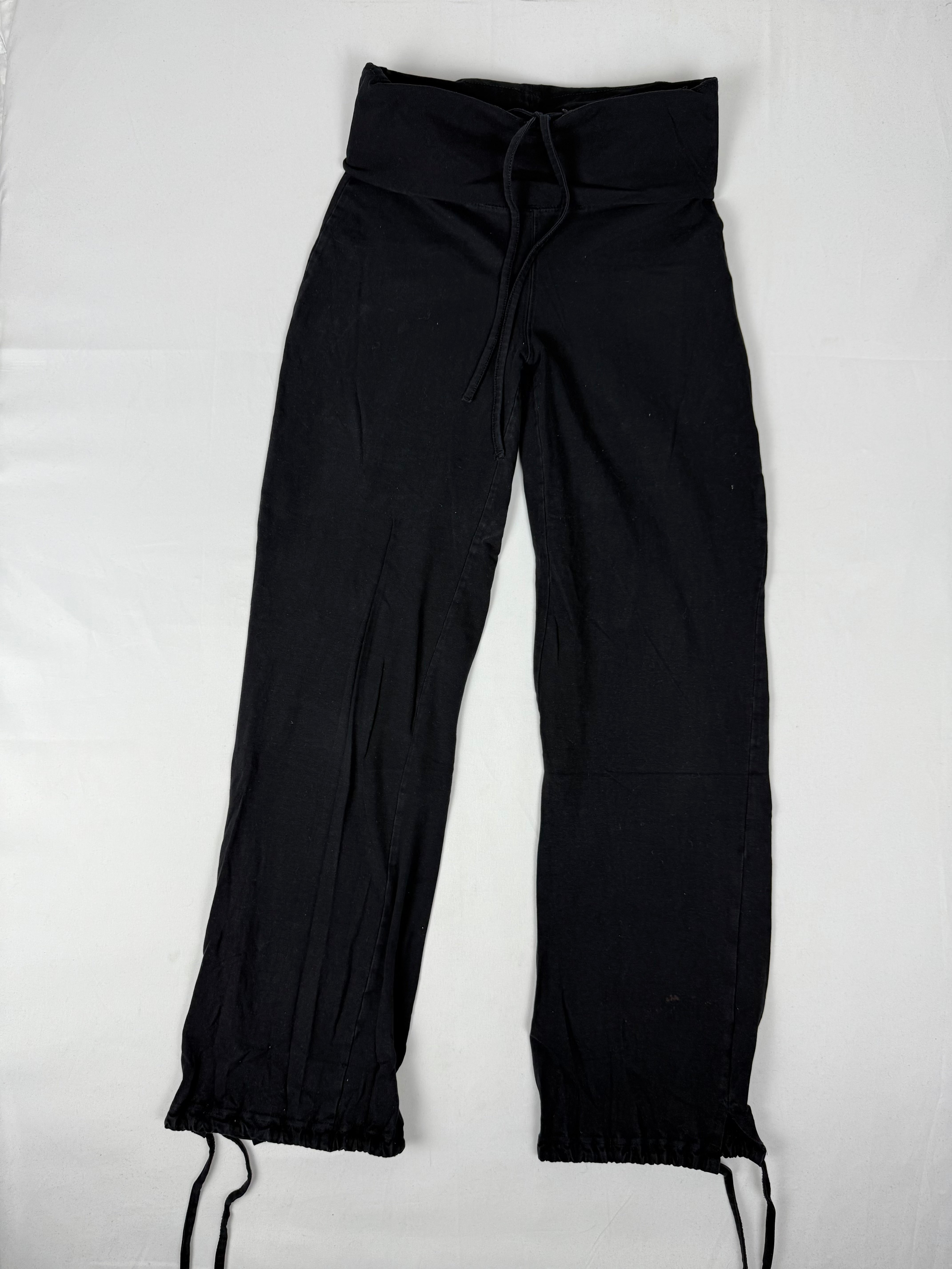 Pantalon droit taille basse en jean noir (XS)