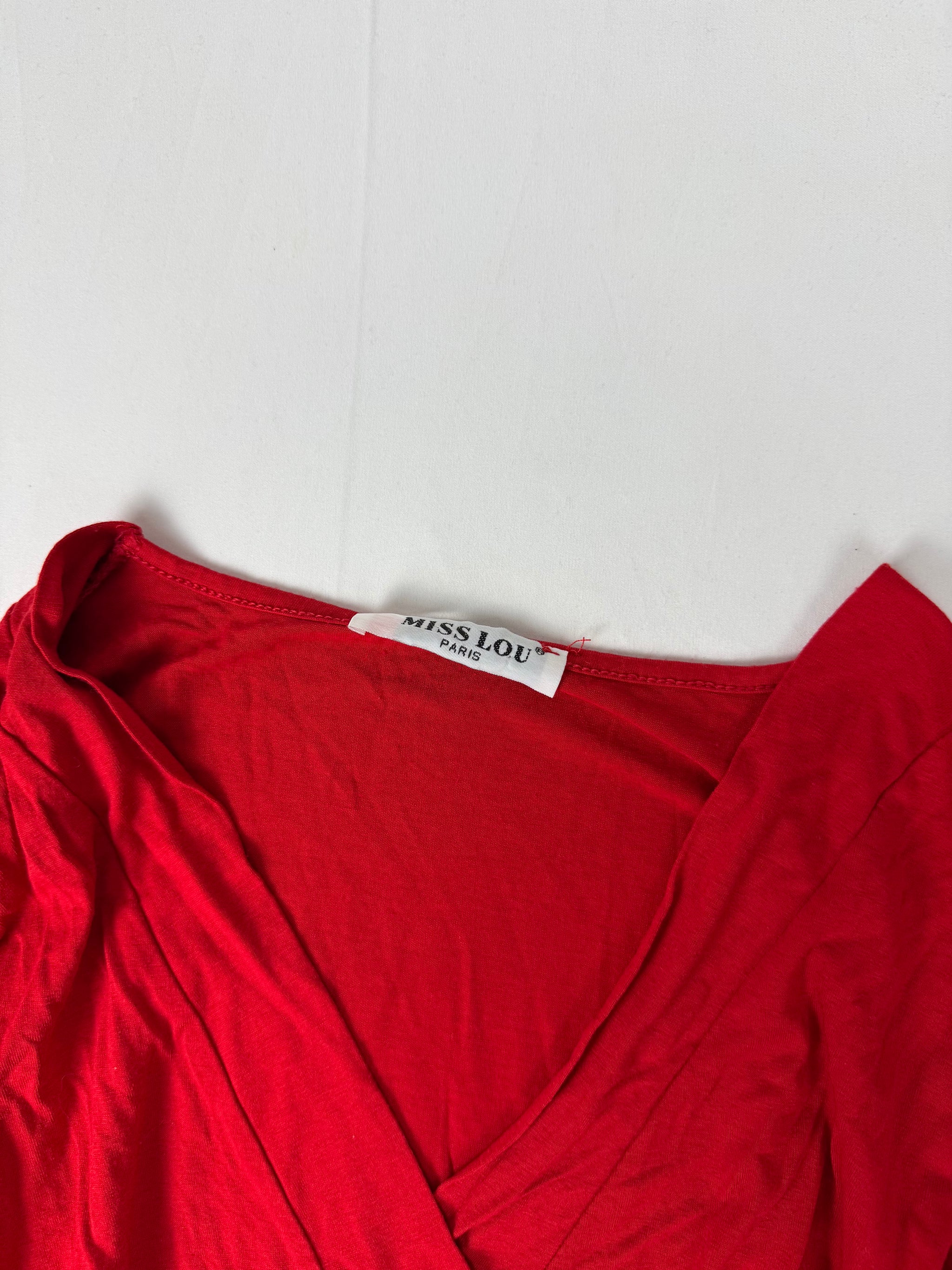 Red tie up tight fit long sleeves top (S/M)