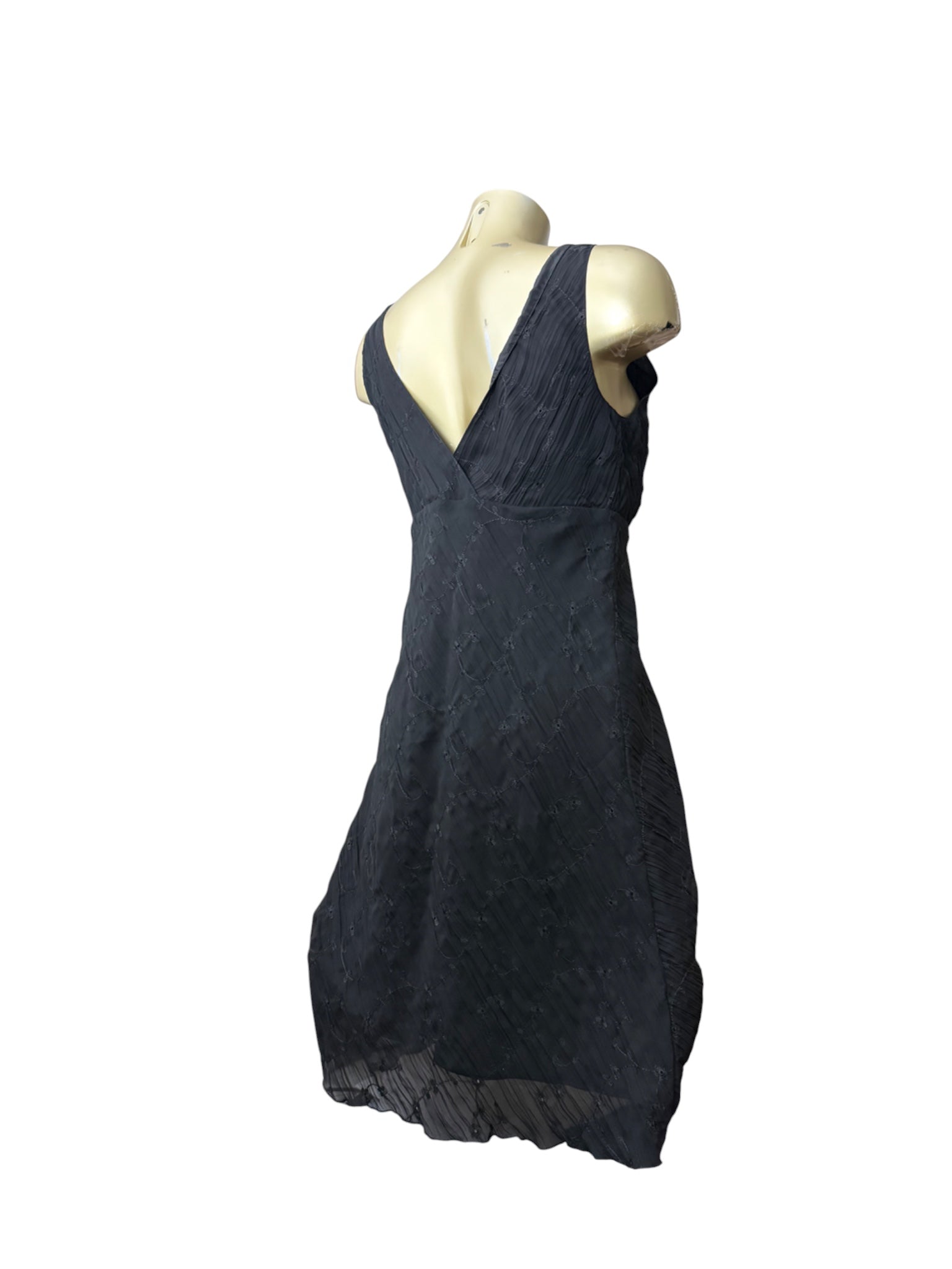Black mesh lined night out mini dress (M)