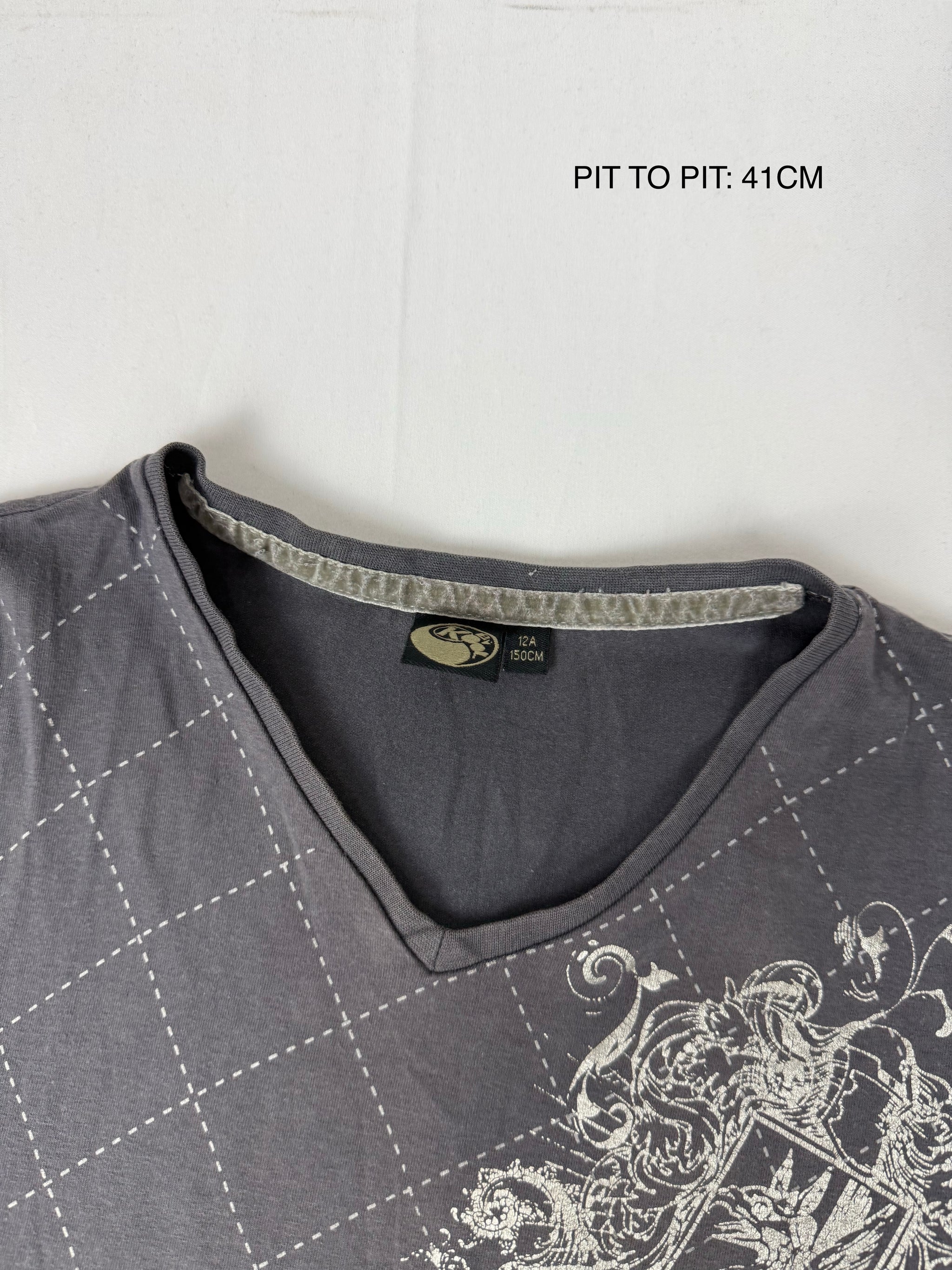 Grey graphic 100% cotton tee (M)