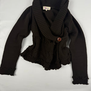 Brown ruffles tie up cardigan jumper (S/M)