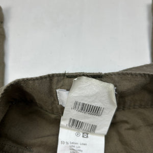 Khaki linen belt baggy pants (S)