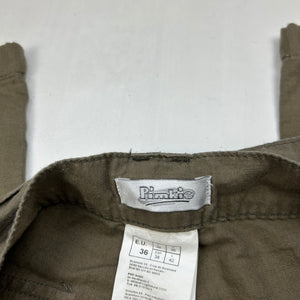 Khaki linen belt baggy pants (S)