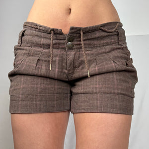 Brown check print low rise mini short (S)
