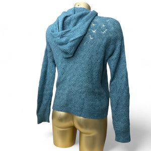 Green crochet super soft hooded jumper (M/L)
