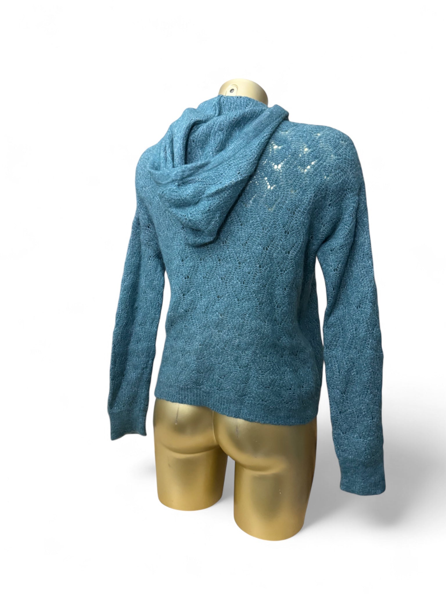 Green crochet super soft hooded jumper (M/L)