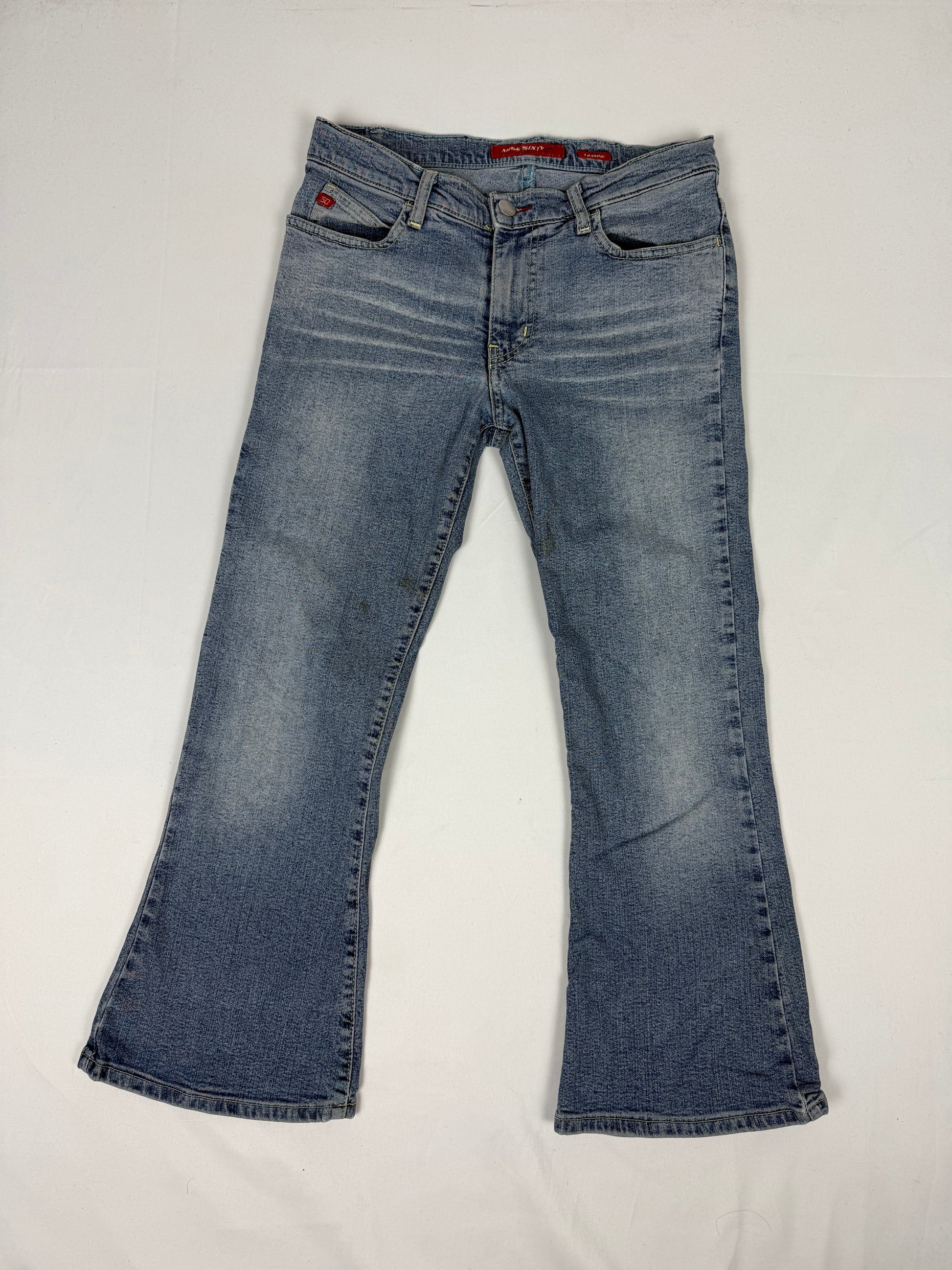 Blue denim low rise capri pants (S)