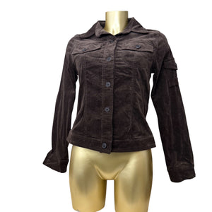 Brown velvet denim ribbed cotton biker jacket (S/M)