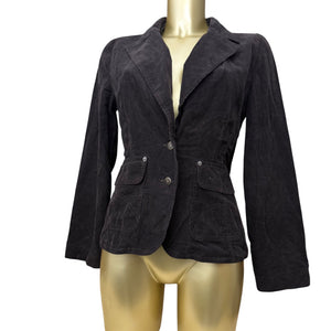 Brown velvet denim ribbed cotton office jacket (S/M)