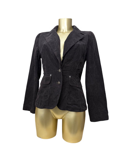 Brown velvet denim ribbed cotton office jacket (S/M)