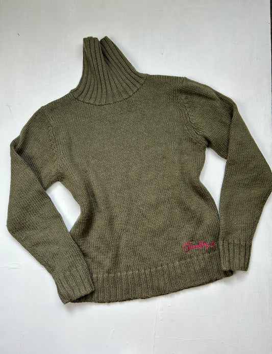 Khaki turtleneck jumper (S)