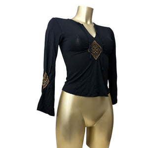 Black flared sleeves long sleeves top (S)