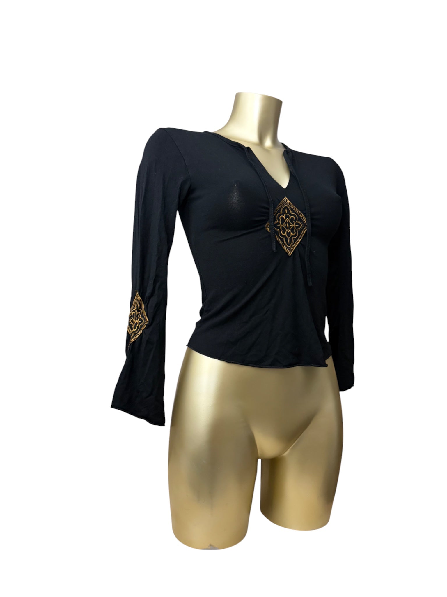 Black flared sleeves long sleeves top (S)