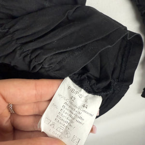 Black cotton ruched zip up tight fit shirt jacket (XL)