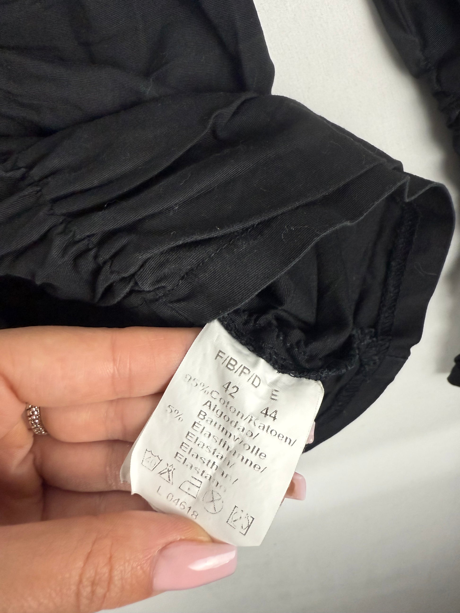 Black cotton ruched zip up tight fit shirt jacket (XL)