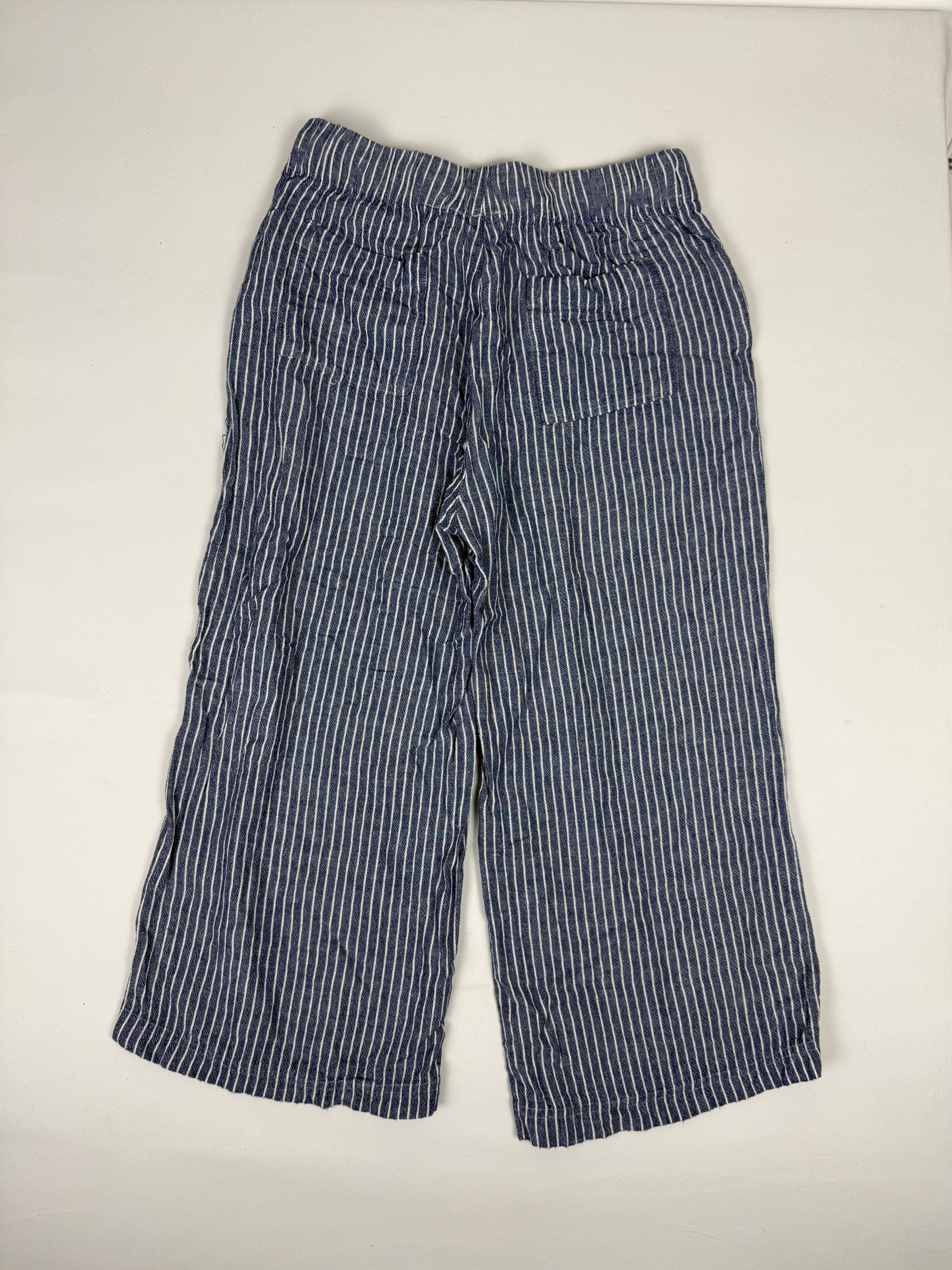 Blue striped cotton capri pants (M)
