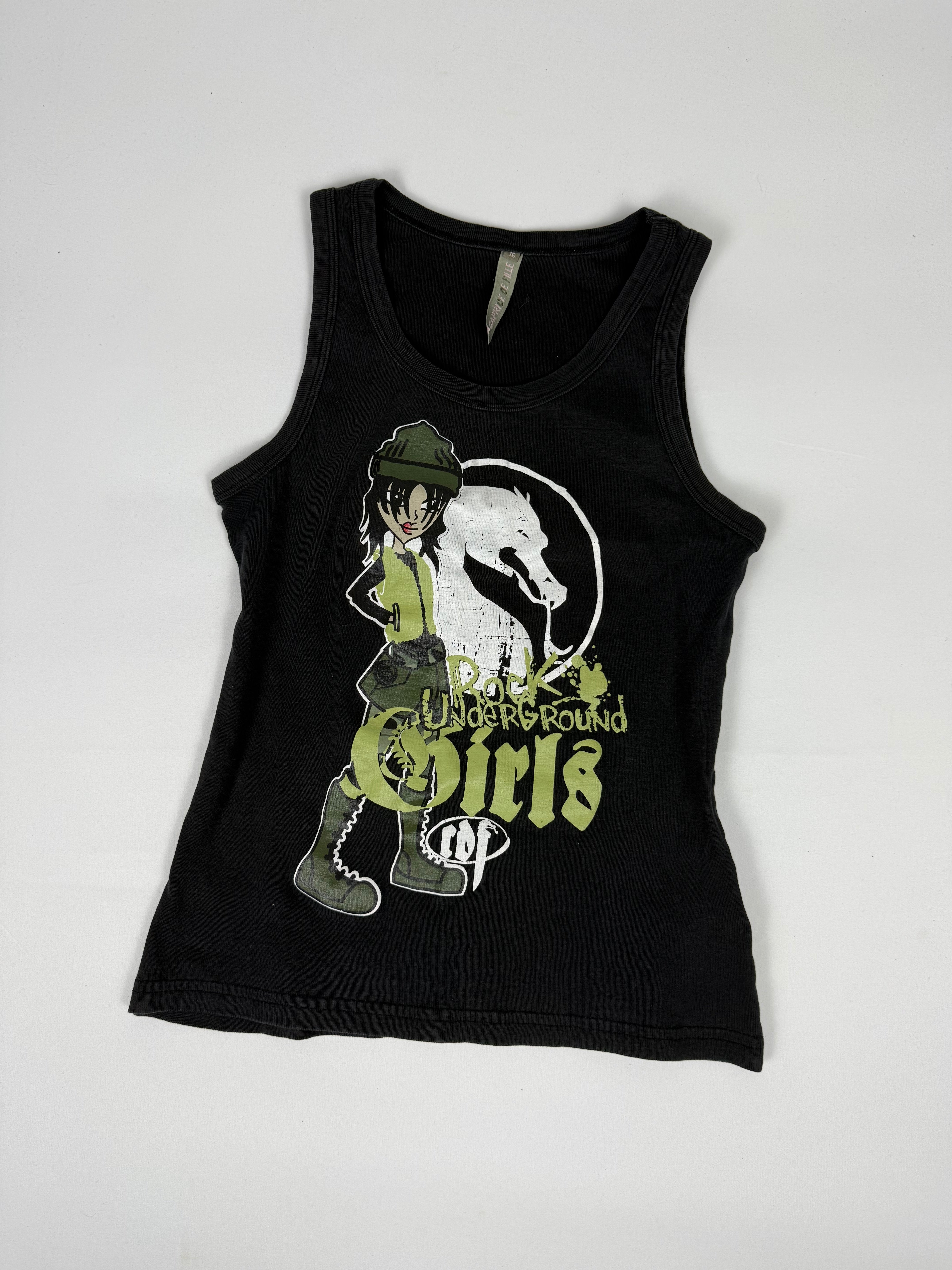 Black graphic tank top (S)