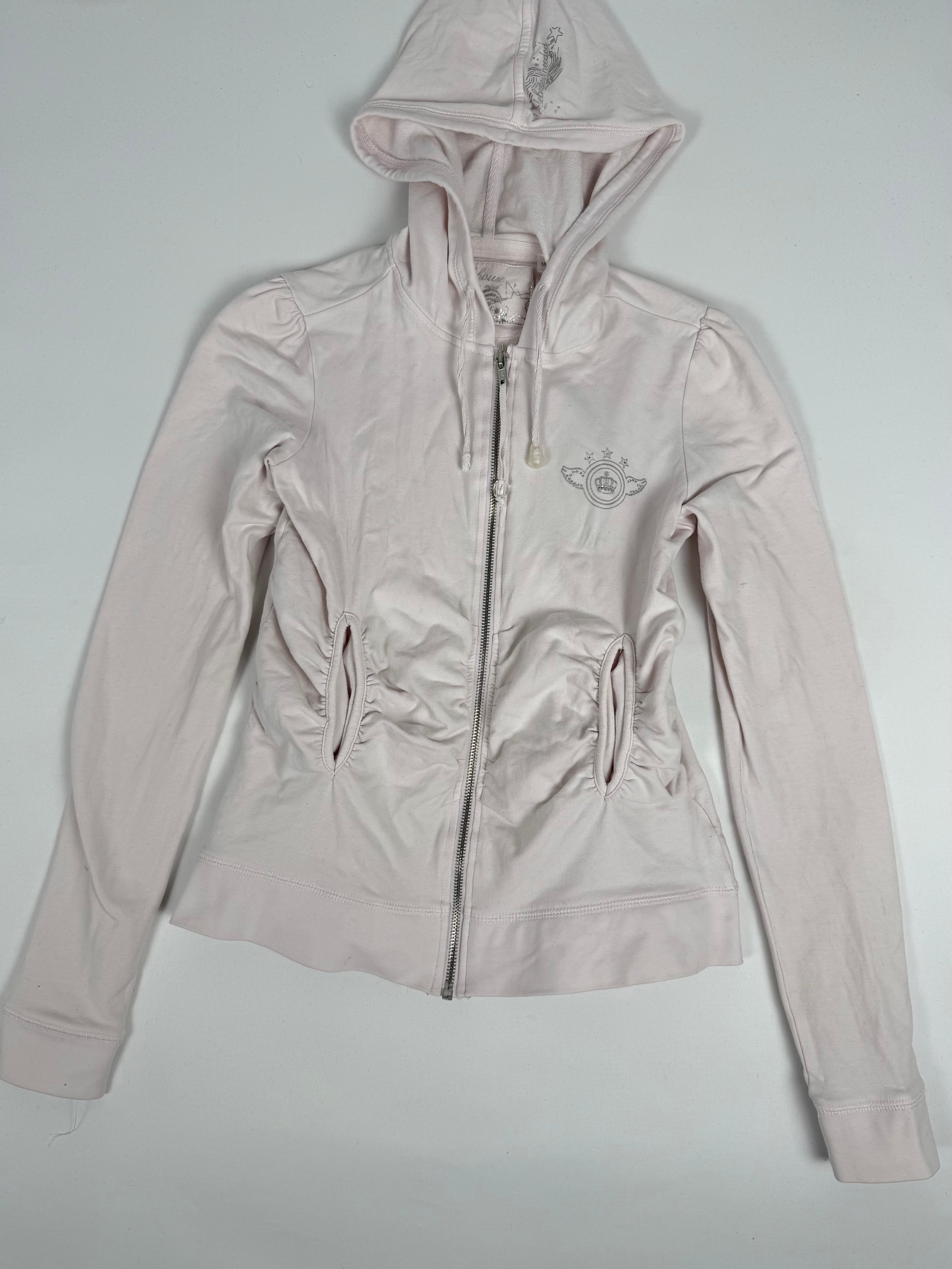 Baby pink cotton zip up hoodie (S)