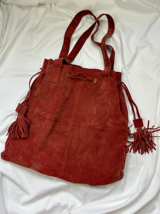 Orange rust 100% real suede uni shoulder bag