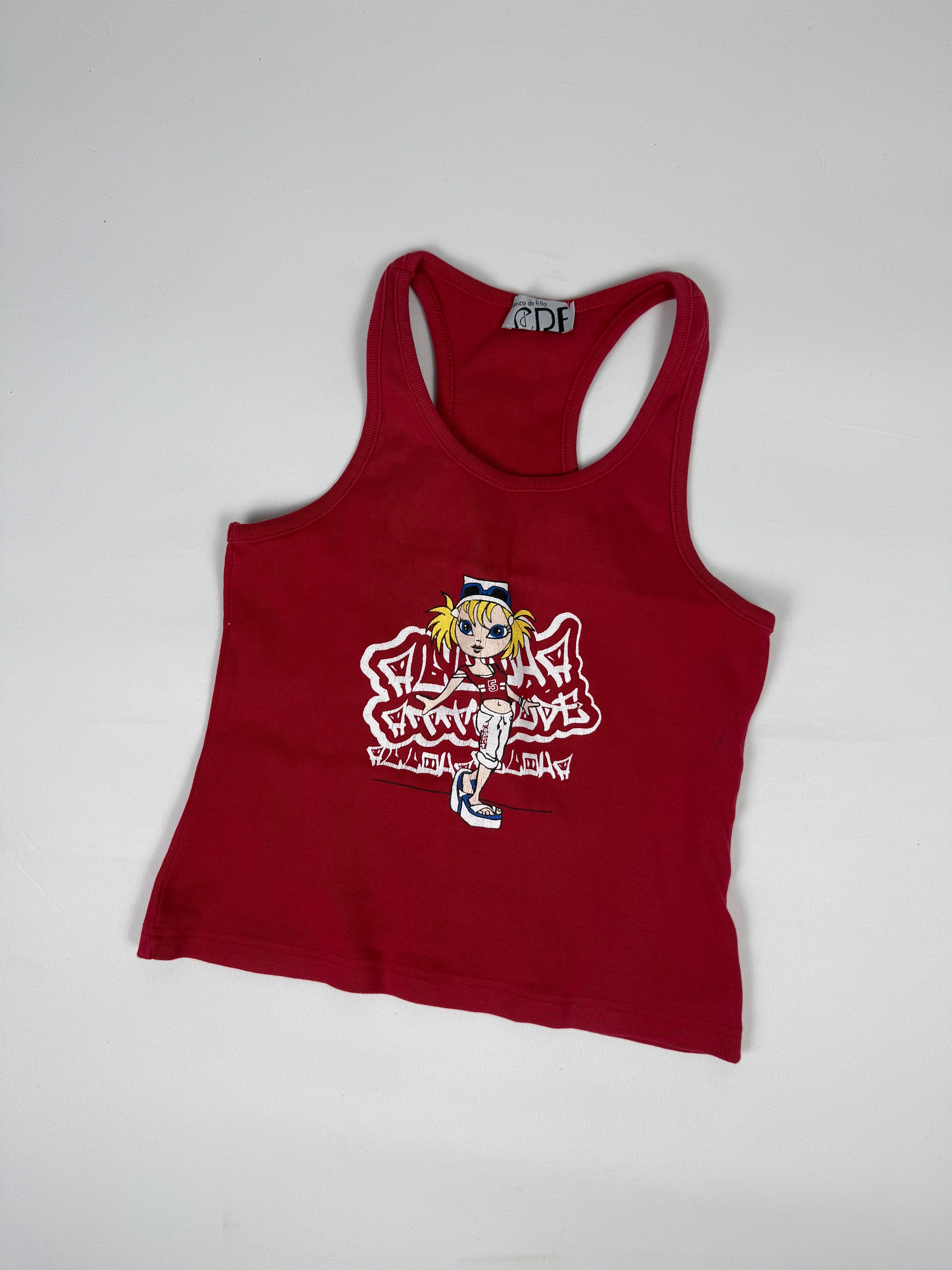 Red graphic tank top (S)