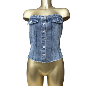 Blue denim corset tube top (M/L)