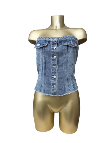 Blue denim corset tube top (M/L)