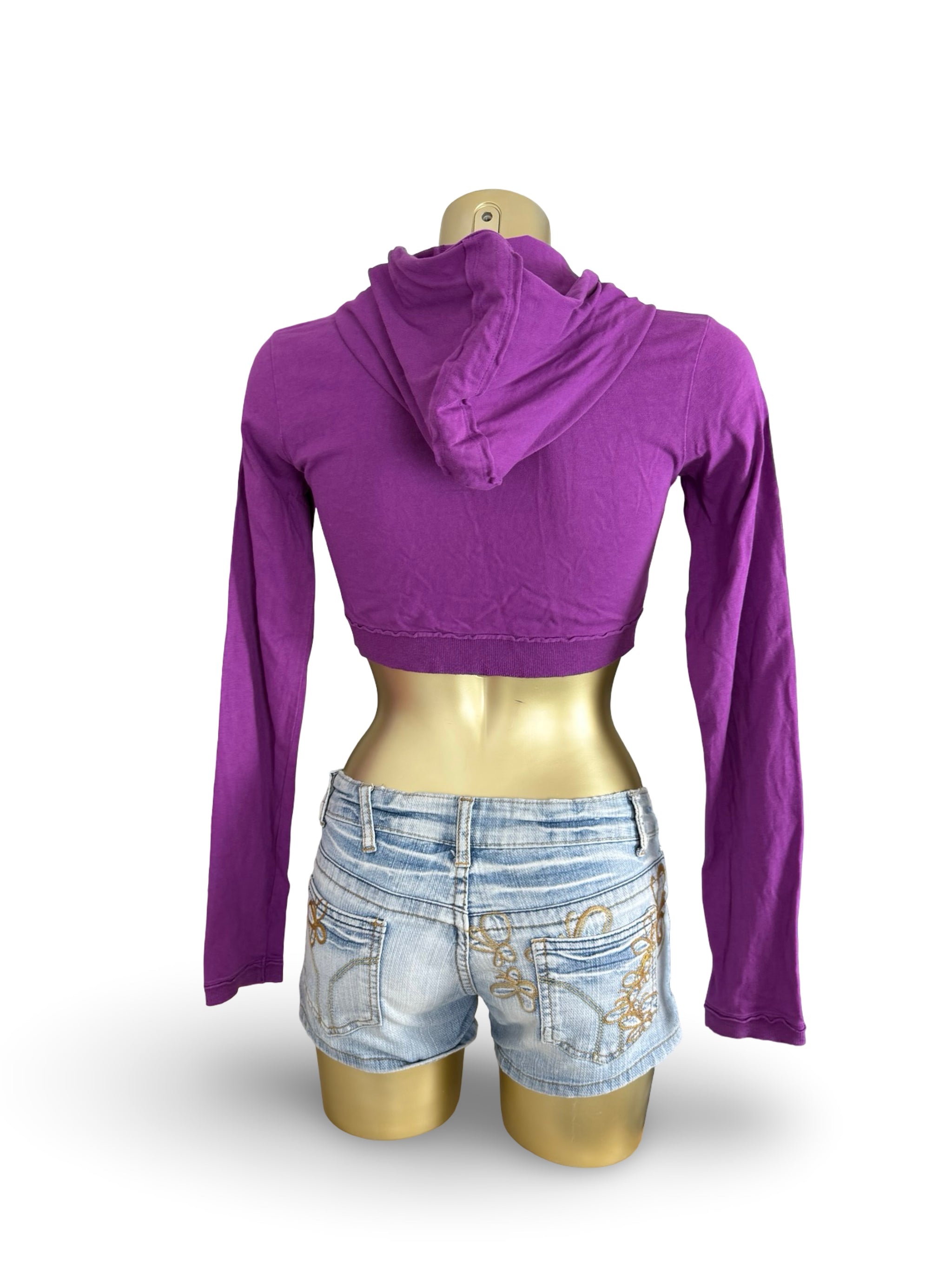 Purple zip up hooded long sleeves top (S/M)