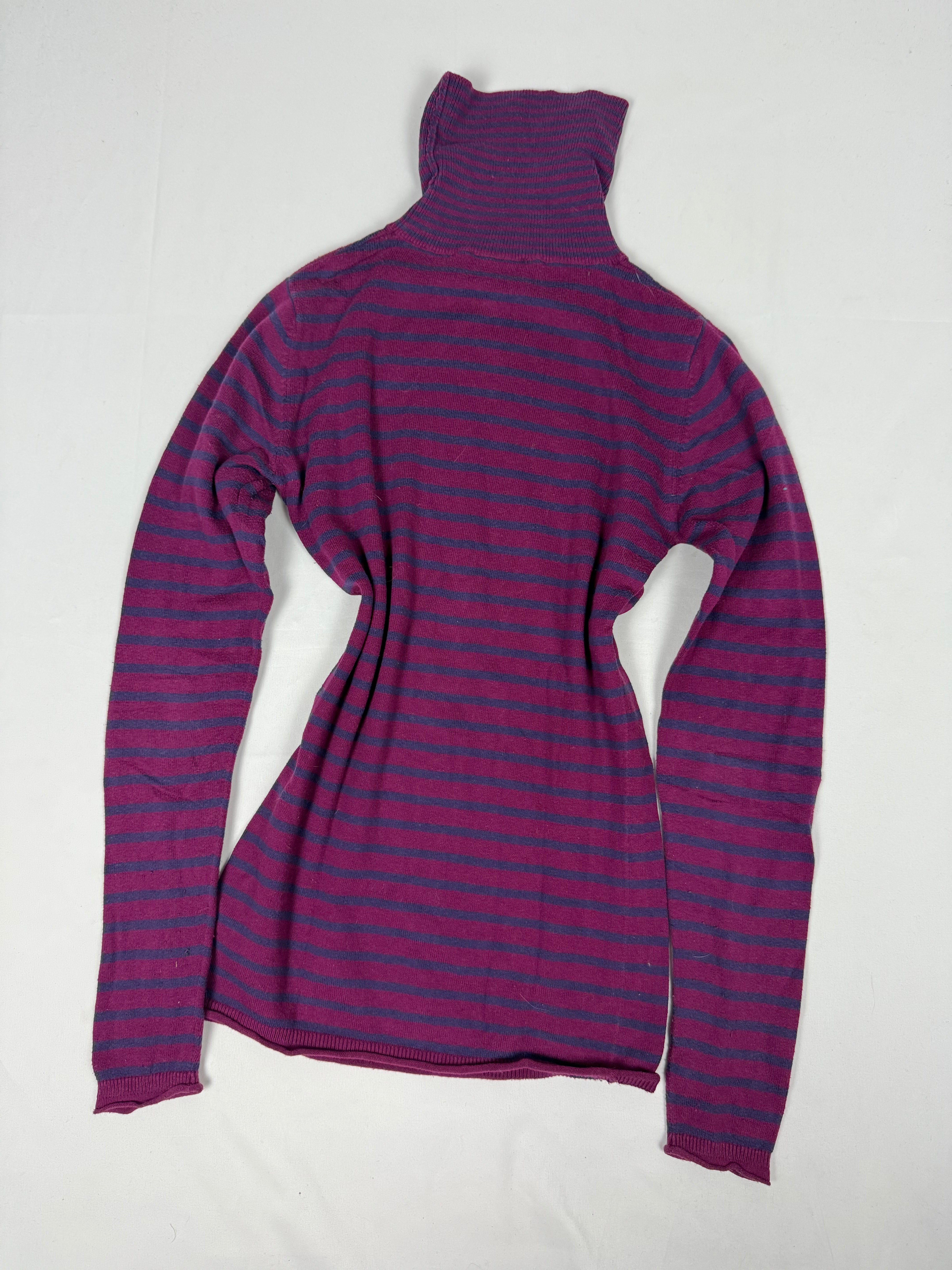 Pink striped turtleneck jumper (S)