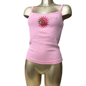 Pink cherry 100% cotton logo cami top (M)