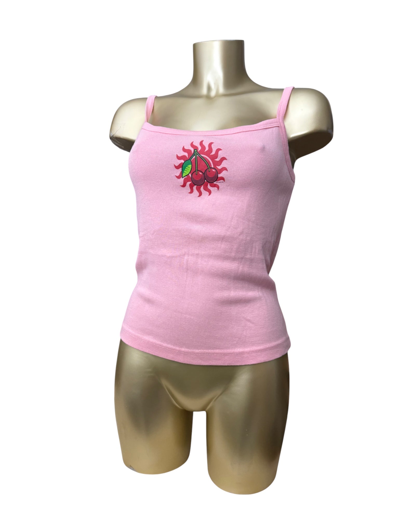 Pink cherry 100% cotton logo cami top (M)